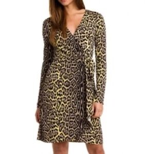 BCBGMaxAzria Brown Tan Adele Leopard Print Mobwife Authentic Wrap Dress Size S